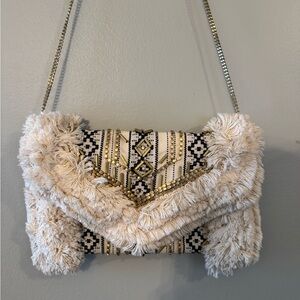 Bohemian Chic Fur-Trimmed Bag